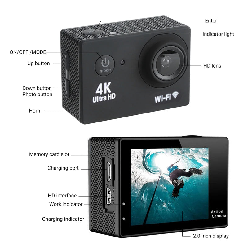 4K Ultra HD Action Camera with WiFi & Waterproof Case