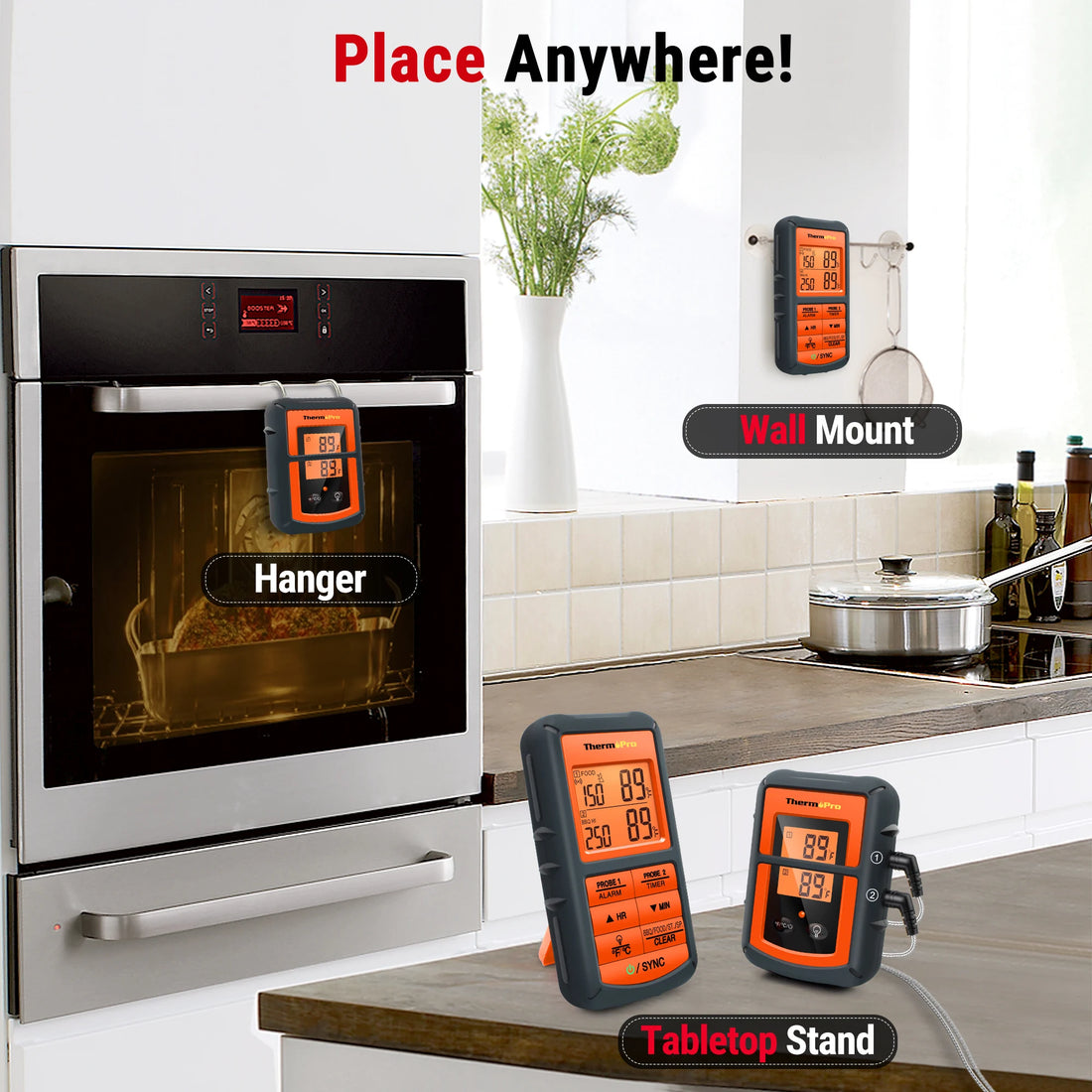 ThermoPro TP08C Dual Probe Backlight 150M Wireless BBQ Grill Food Meat Thermometer For Kitchen Cooking