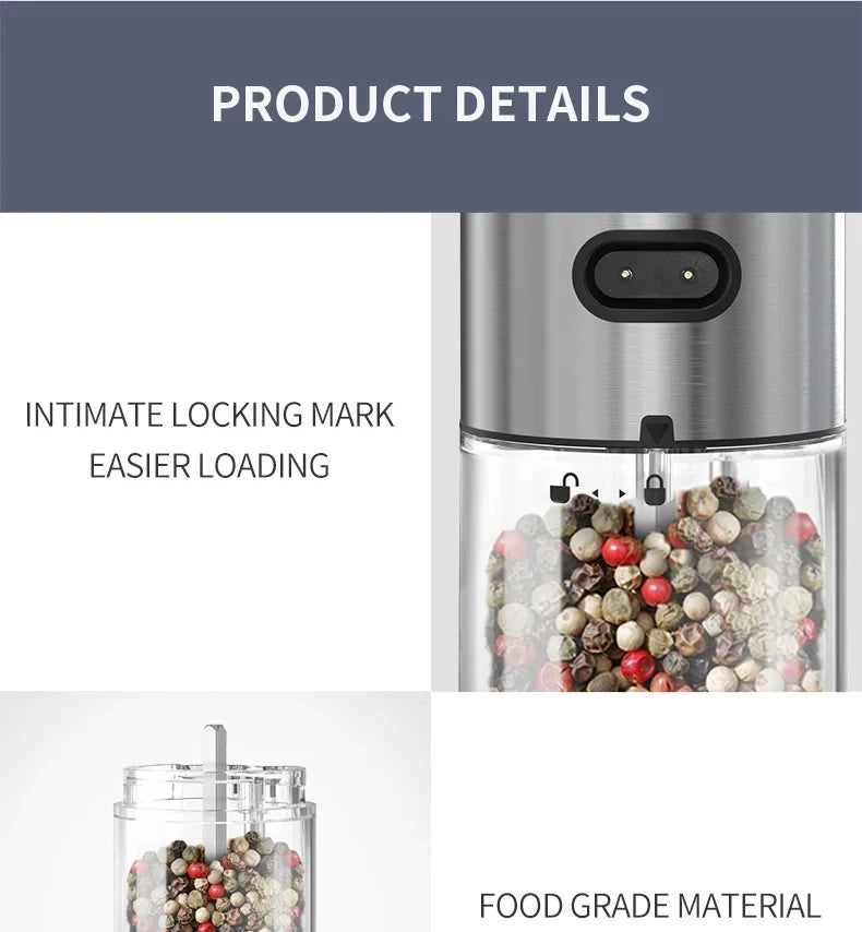 Electric Rechargeable Salt And Pepper Grinder