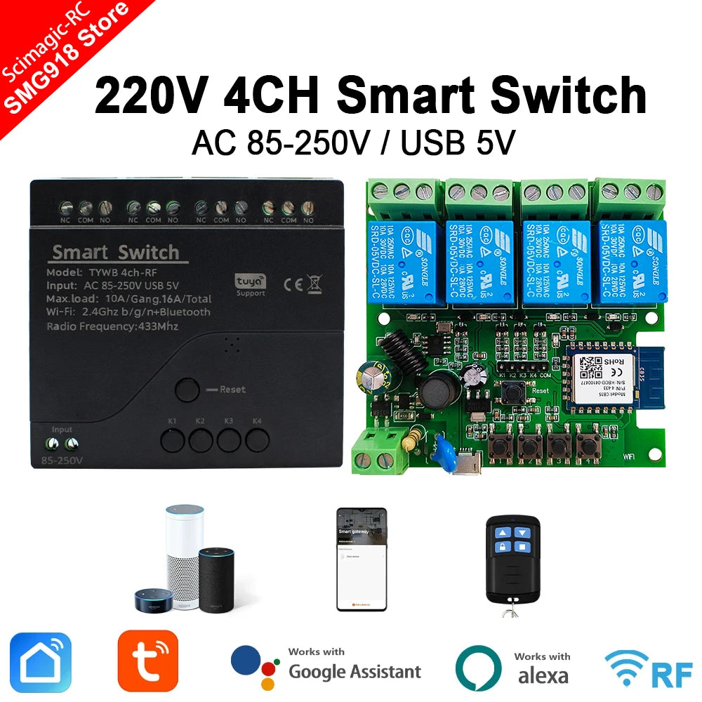 4CH Tuya WiFi Smart Relay Switch Module
