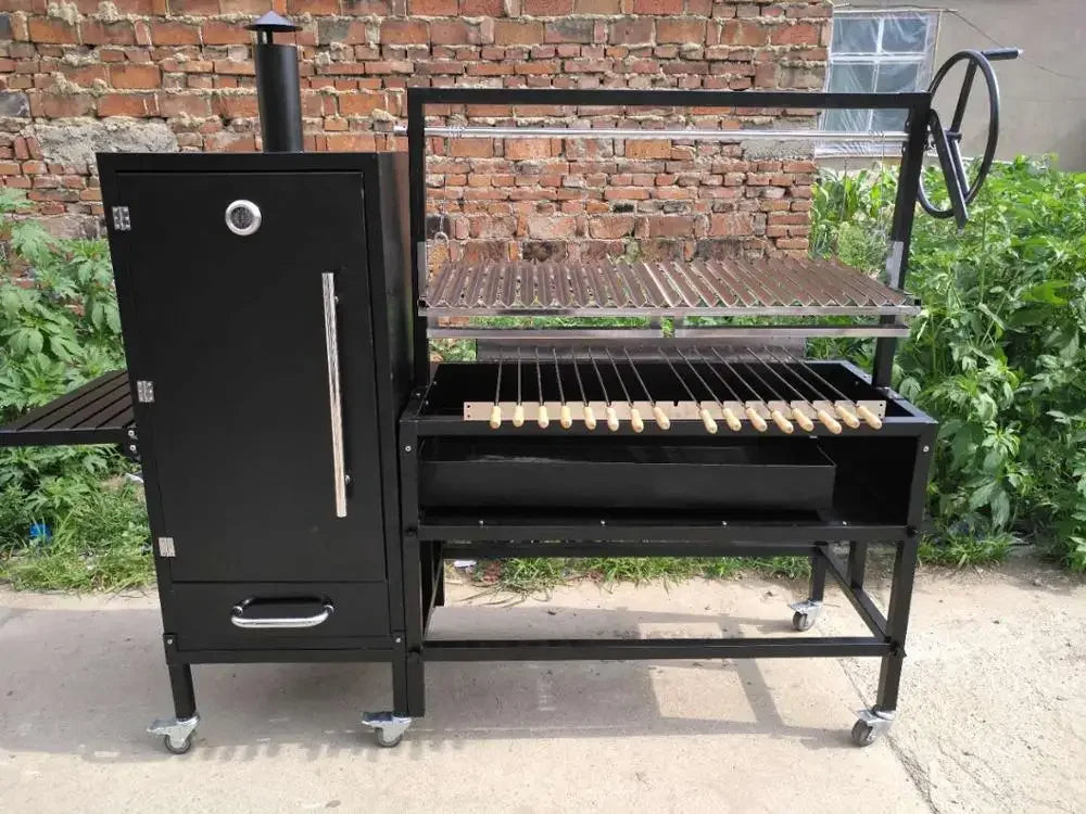 Portable Smoker BBQ Argentina Grill Pit Machine Charcoal With Rotisserie