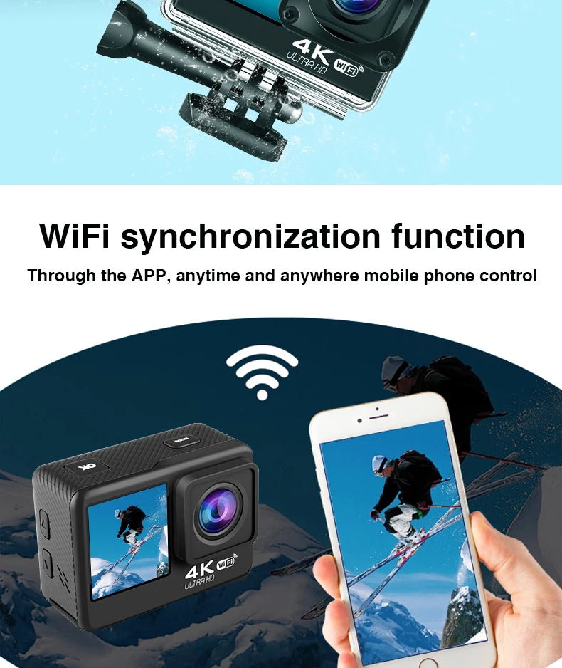 4K Ultra HD Action Camera with WiFi & Waterproof Case