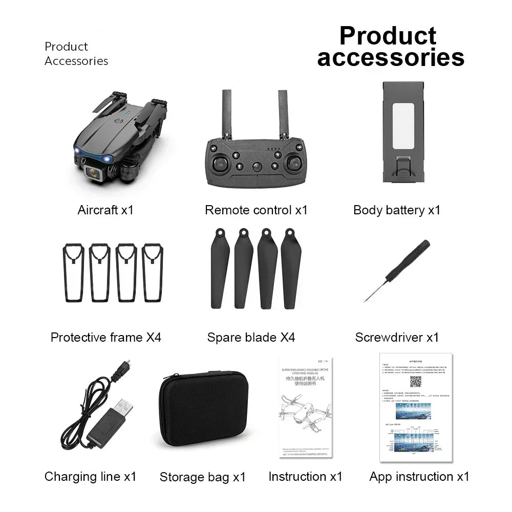 E99Pro 4K Foldable RC Drone with Dual Camera