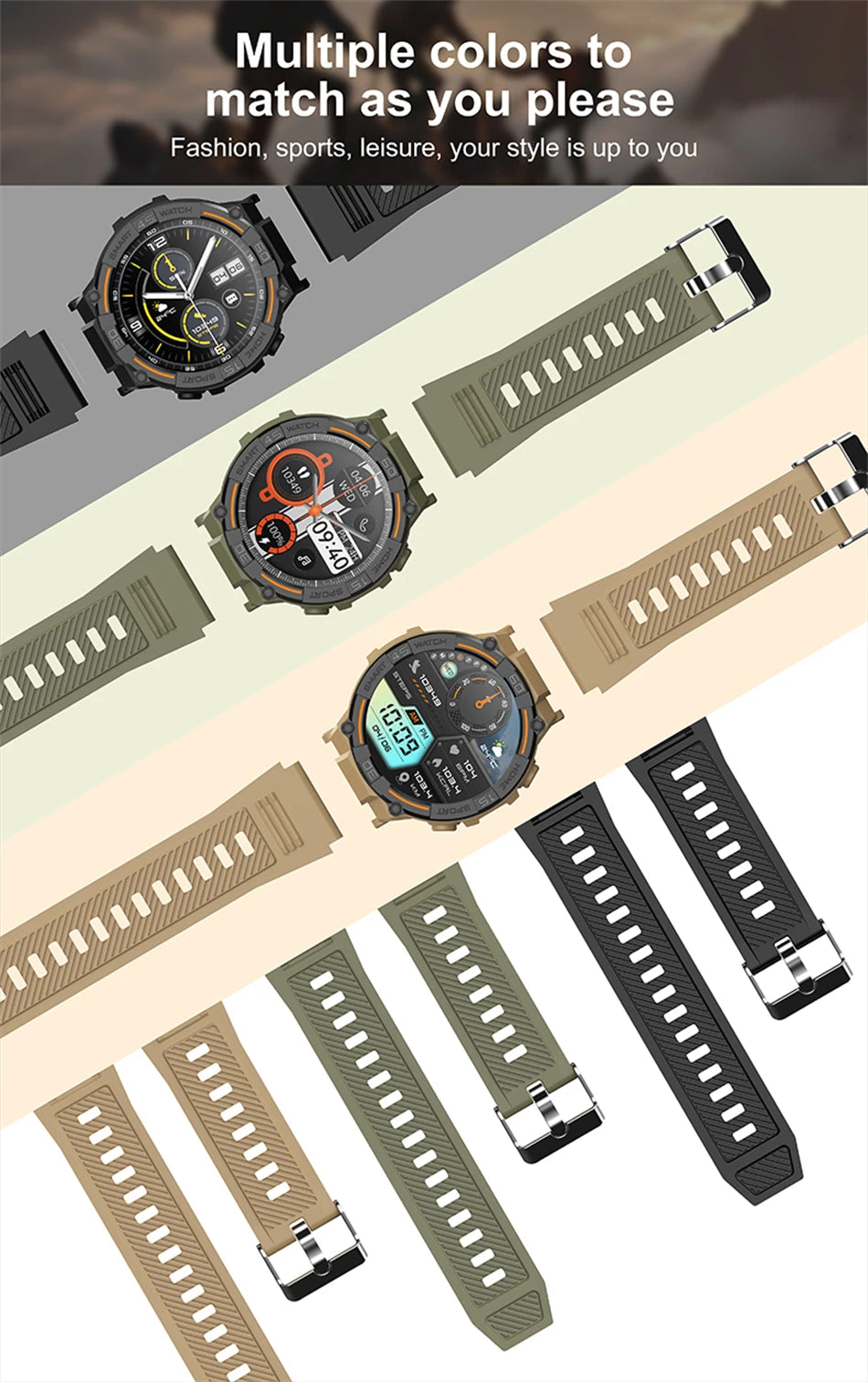 Military Smartwatch with HD Screen & BT Call