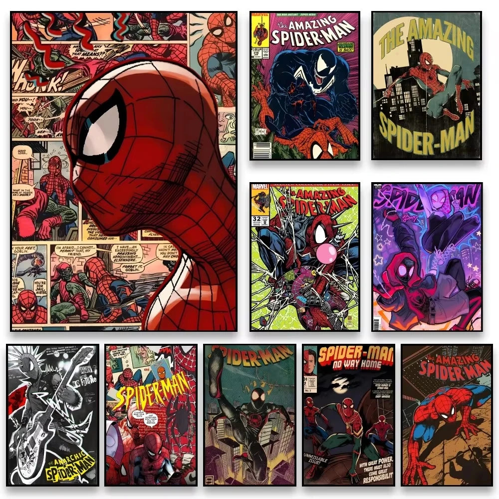 Cool S-Spider M-Man Poster Stickers art wall Murals decor Game Room Decor Gifts Kawaii HD painting Cat Cars