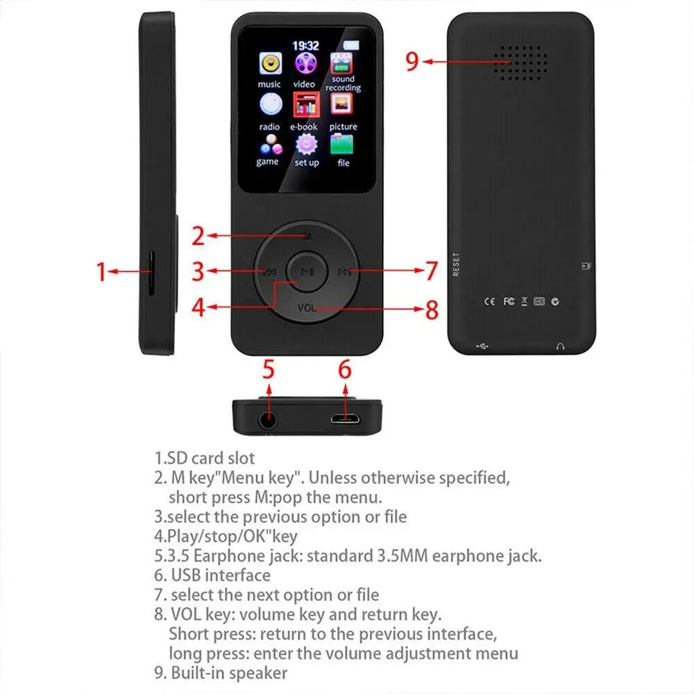 Bluetooth MP4/MP3 Lossless Music Player with TFT Display