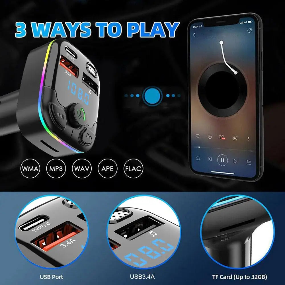 Bluetooth 5.0 Car FM Transmitter MP3 Player