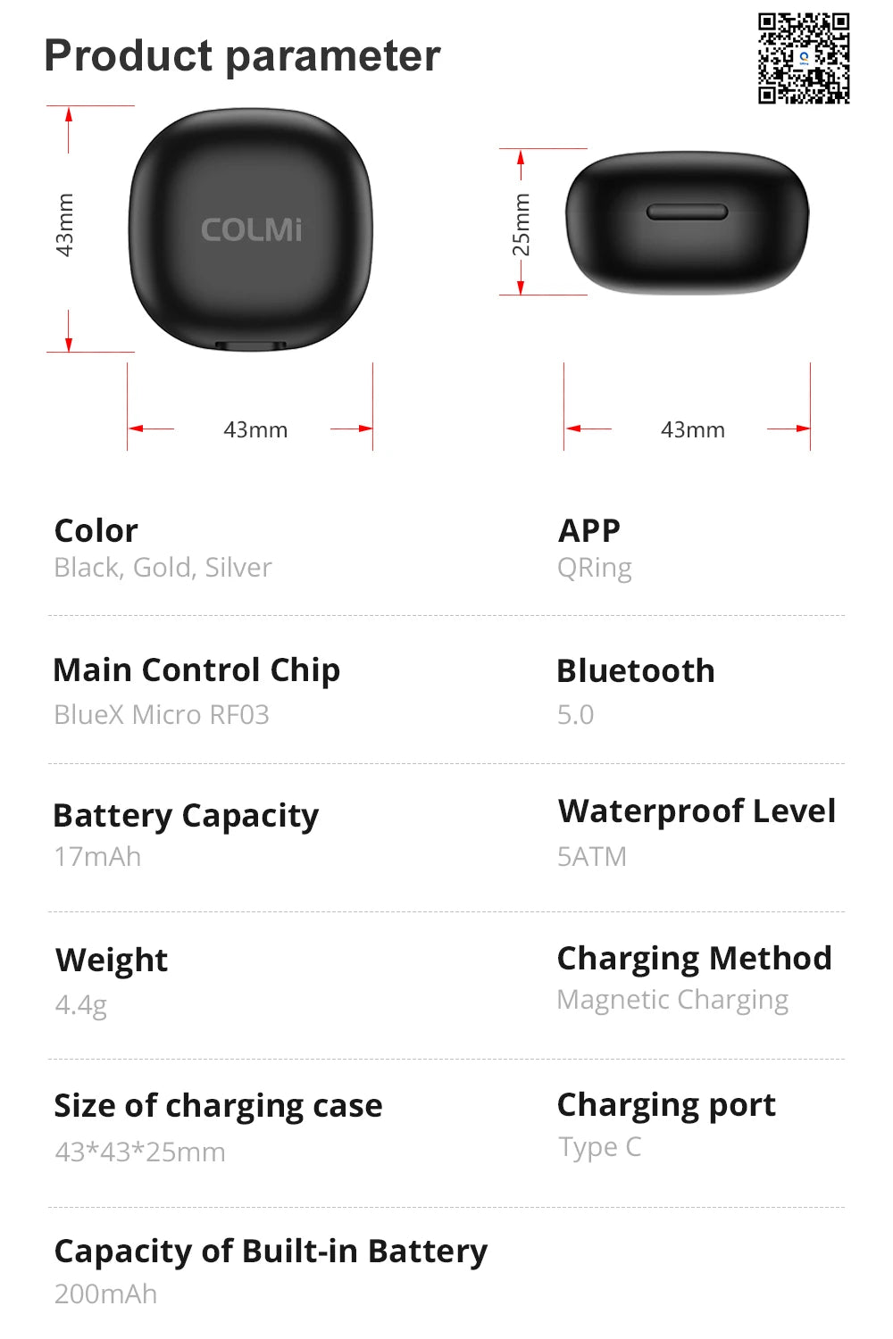 COLMI R02 Smart Ring – Health Monitor, 39-Day Battery, Waterproof with Charging Case