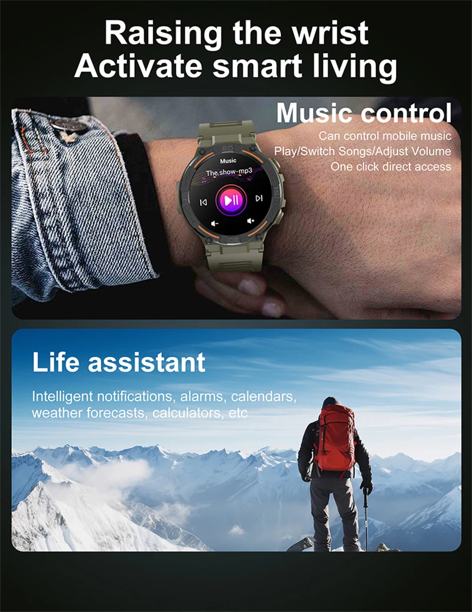 Military Smartwatch with HD Screen & BT Call
