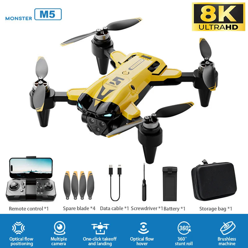 M5 Professional 8K GPS Drone with Triple Camera & Obstacle Avoidance