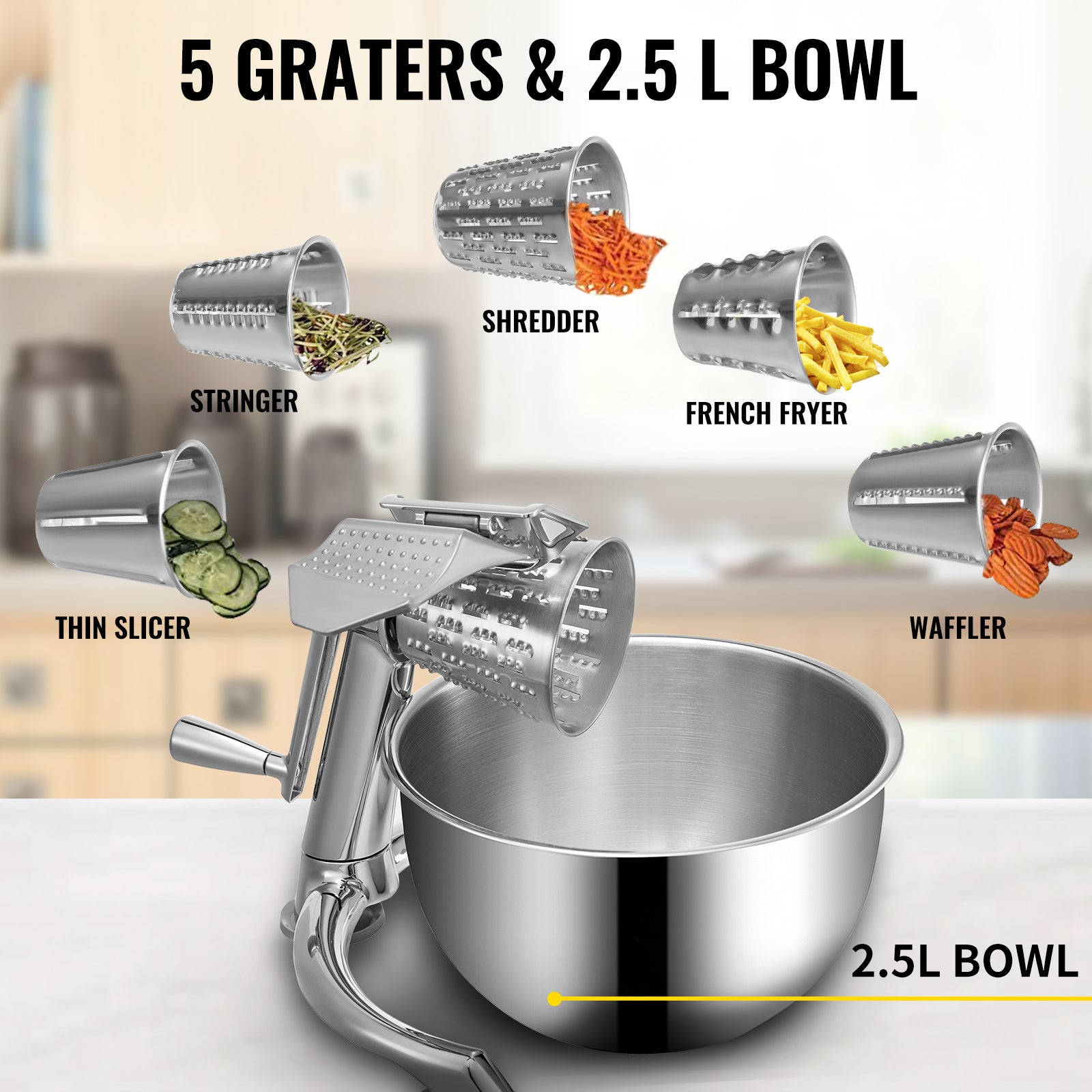 VEVOR Rotary Cheese Grater & Mandoline Slicer